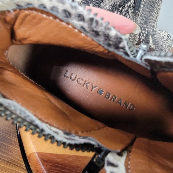Lucky Brand Snakeskin Print Leather Bartalino zipper ankle boots Size 7.5 - Picture 10 of 17